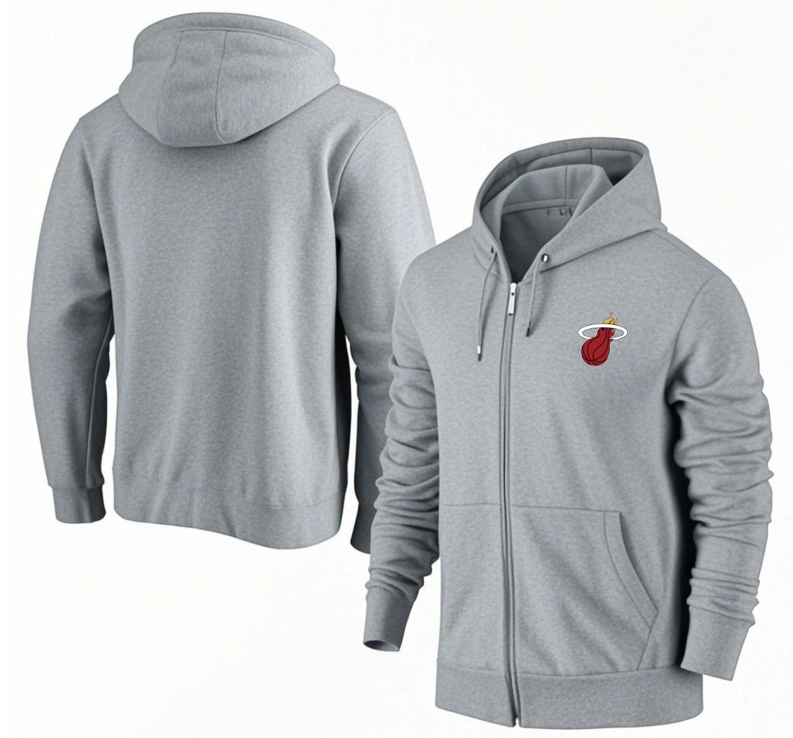 Men Miami Heat Grey Zipper hoodie 2025 NBA Jersey style 1